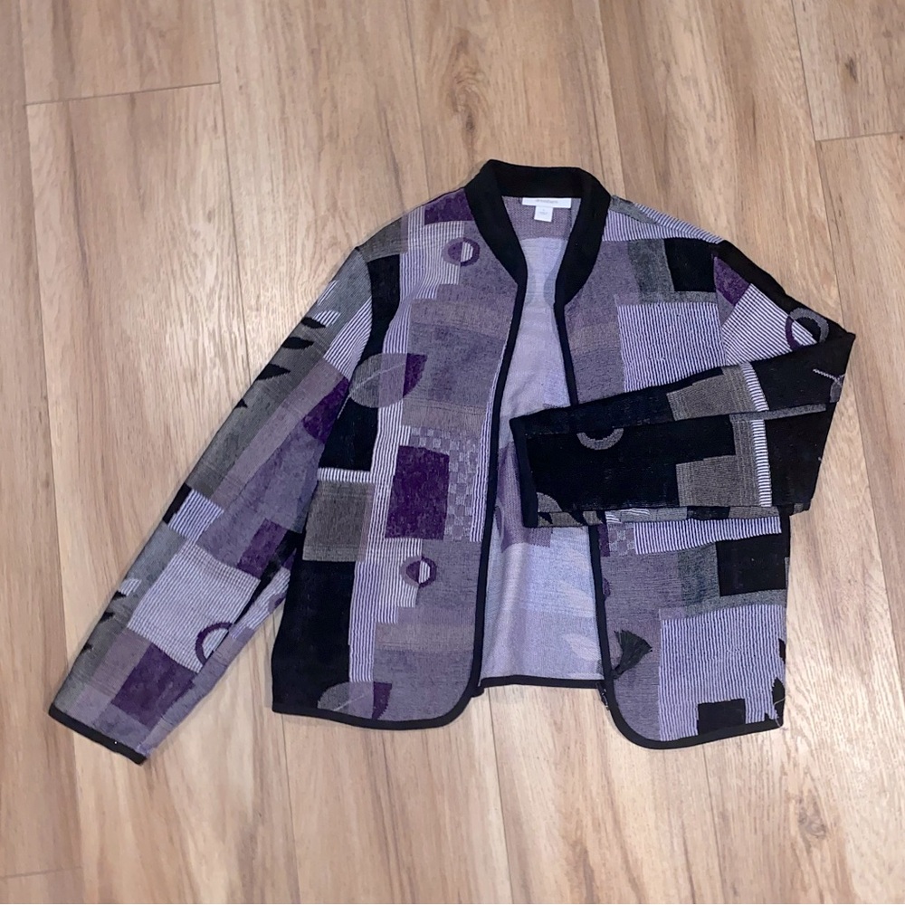 y2k patchwork grey and purple zip up jacket